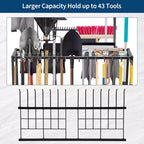 Organisateur d'outils de jardin de 73 cm, support de rangement à 2 niveaux pour outils de jardin, supports en acier pour outils de jardin pour ranger les outils à long manche, support d'outils de garage, porte-outils