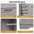Placard Armoire avec 4 tiroirs et une tringle de suspension, Armoire de rangement de 43,3 po avec portes doubles pour l'organisation des vêtements de chambre