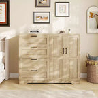 Placard Armoire avec 4 tiroirs et une tringle de suspension, Armoire de rangement de 43,3 po avec portes doubles pour l'organisation des vêtements de chambre