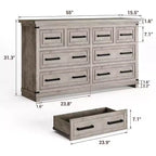 Commode de ferme Acekool à 8 tiroirs, organisateur de commode en bois rustique pour chambre, placard, salon, couloir