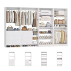 Besiost Lot de 4 systèmes de rangement pour placard avec tiroirs en bois, armoire autoportante de 264 cm avec porte-chaussures et tringles de suspension