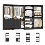 Besiost Lot de 4 systèmes de rangement pour placard avec tiroirs en bois, armoire autoportante de 264 cm avec porte-chaussures et tringles de suspension