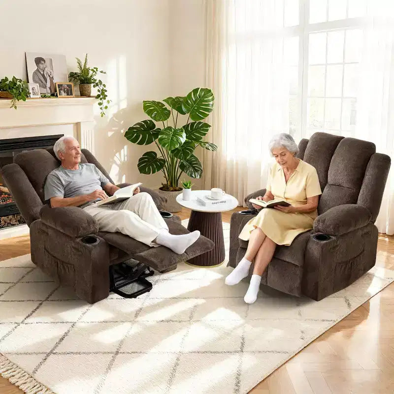 Fauteuil inclinable électrique GustoWave pour personnes âgées, fauteuil inclinable électrique surdimensionné avec massage, chauffage, position allongée, aide à la station debout, 2 porte-gobelets