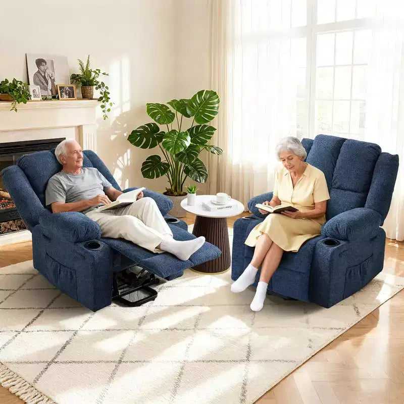 Fauteuil inclinable électrique GustoWave pour personnes âgées, fauteuil inclinable électrique surdimensionné avec massage, chauffage, position allongée, aide à la station debout, 2 porte-gobelets