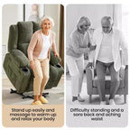 Fauteuil inclinable électrique GustoWave pour personnes âgées, fauteuil inclinable électrique surdimensionné avec massage, chauffage, position allongée, aide à la station debout, 2 porte-gobelets