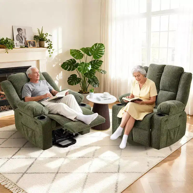 Fauteuil inclinable électrique GustoWave pour personnes âgées, fauteuil inclinable électrique surdimensionné avec massage, chauffage, position allongée, aide à la station debout, 2 porte-gobelets