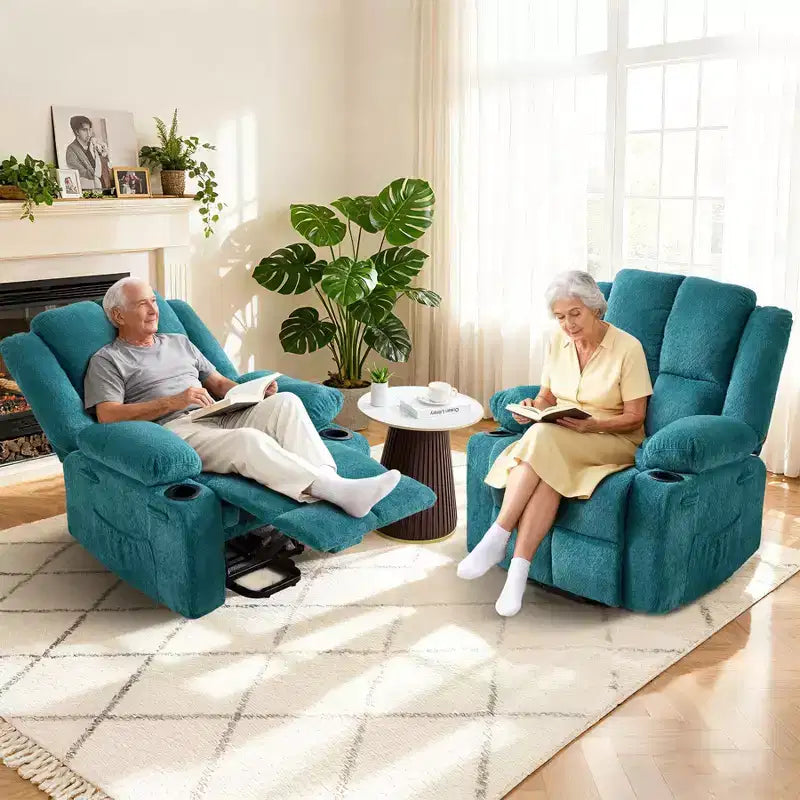Fauteuil inclinable électrique GustoWave pour personnes âgées, fauteuil inclinable électrique surdimensionné avec massage, chauffage, position allongée, aide à la station debout, 2 porte-gobelets