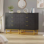 Commode de chambre à 4 tiroirs en bois, avec pieds en métal et poignée dorée, pour chambre à coucher, salon, couloir, entrée