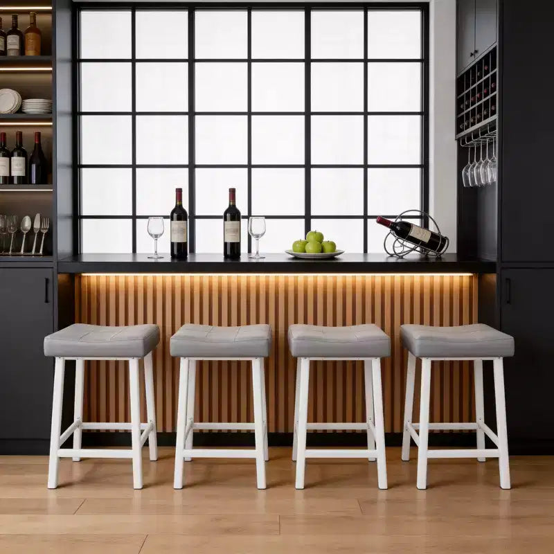 Tabourets de bar lot de 4, tabourets de bar sans dossier de 61 cm de hauteur de comptoir avec surface incurvée, siège ergonomique en forme de selle, pour îlot de cuisine, bar de maison