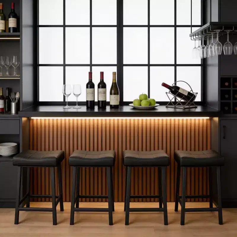 Tabourets de bar lot de 4, tabourets de bar sans dossier de 61 cm de hauteur de comptoir avec surface incurvée, siège ergonomique en forme de selle, pour îlot de cuisine, bar de maison