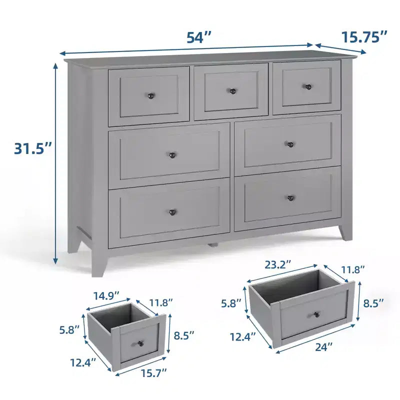 Lot de 2 commodes de chambre, commode de rangement à 7 tiroirs, armoire de rangement en bois pour salon, rangement de placard, entrée, couloir
