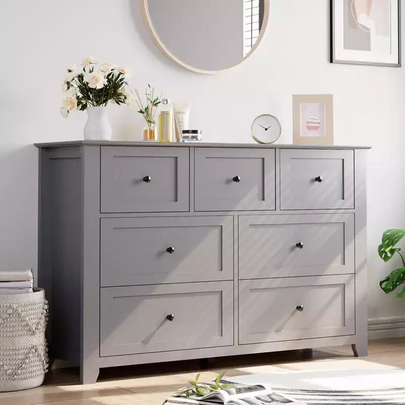 Lot de 2 commodes de chambre, commode de rangement à 7 tiroirs, armoire de rangement en bois pour salon, rangement de placard, entrée, couloir