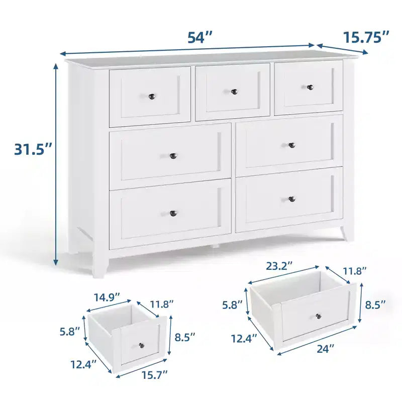 Lot de 2 commodes de chambre, commode de rangement à 7 tiroirs, armoire de rangement en bois pour salon, rangement de placard, entrée, couloir