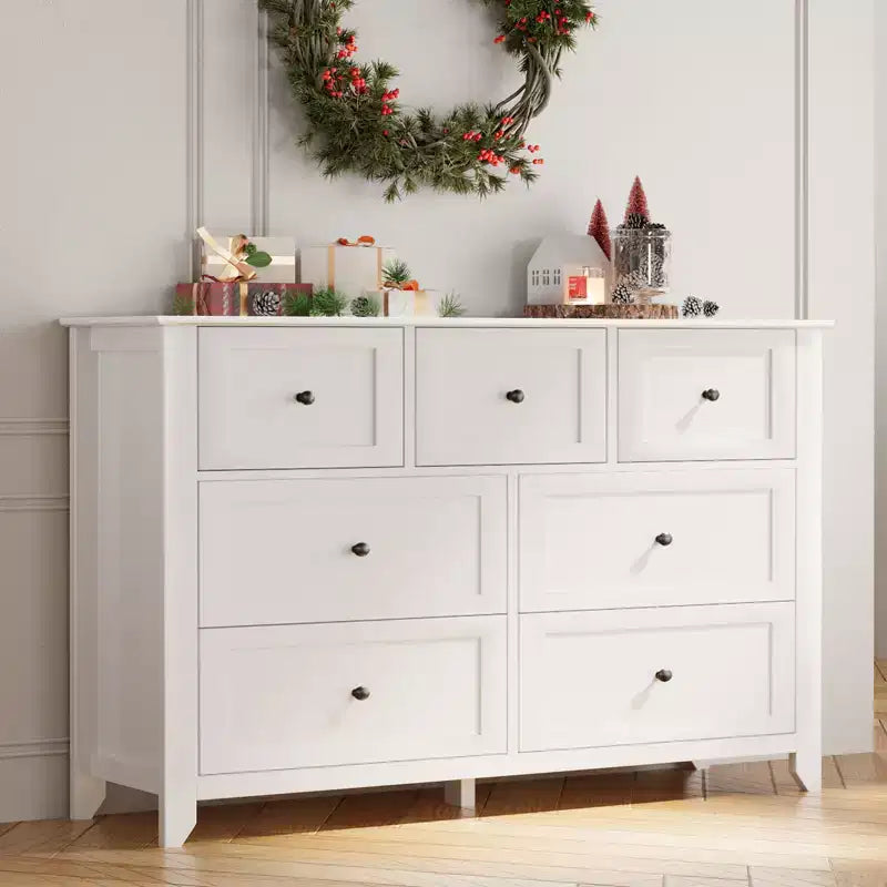 Lot de 2 commodes de chambre, commode de rangement à 7 tiroirs, armoire de rangement en bois pour salon, rangement de placard, entrée, couloir