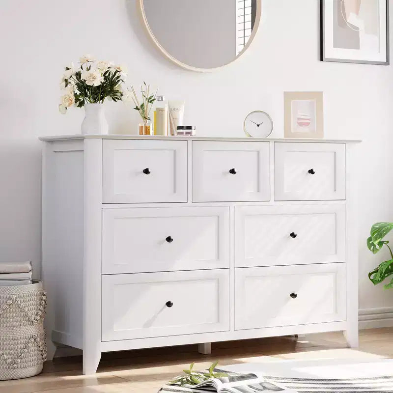 Lot de 2 commodes de chambre, commode de rangement à 7 tiroirs, armoire de rangement en bois pour salon, rangement de placard, entrée, couloir