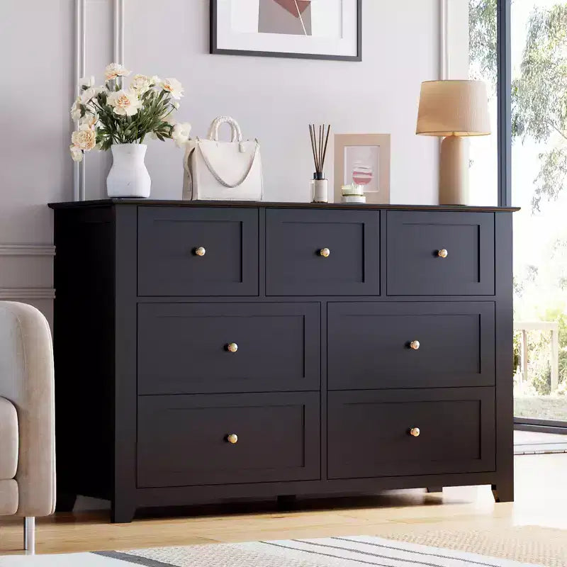 Lot de 2 commodes de chambre, commode de rangement à 7 tiroirs, armoire de rangement en bois pour salon, rangement de placard, entrée, couloir