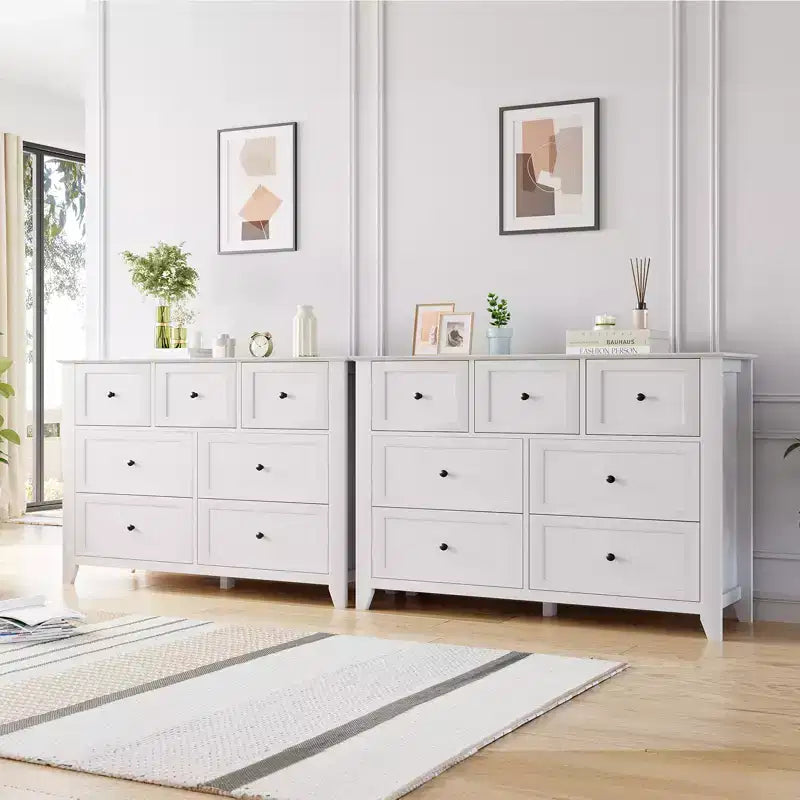 Lot de 2 commodes de chambre, commode de rangement à 7 tiroirs, armoire de rangement en bois pour salon, rangement de placard, entrée, couloir