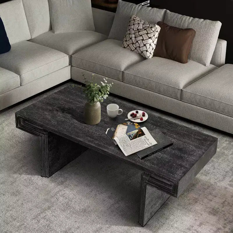Console industrielle vintage pour salon, table de canapé rectangulaire en bois avec finition en bois vieilli