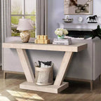 Console industrielle vintage pour salon, table de canapé rectangulaire en bois avec finition en bois vieilli