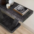 Console industrielle vintage pour salon, table de canapé rectangulaire en bois avec finition en bois vieilli
