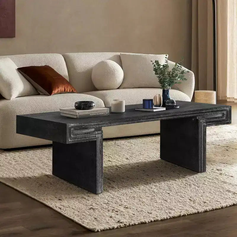 Console industrielle vintage pour salon, table de canapé rectangulaire en bois avec finition en bois vieilli