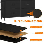 Commode de rangement TUYOHW à 10 tiroirs avec poches latérales et crochets, Organisateur de commode en tissu avec plateau en bois, Tour de rangement pour chambre à coucher, placard et entrée