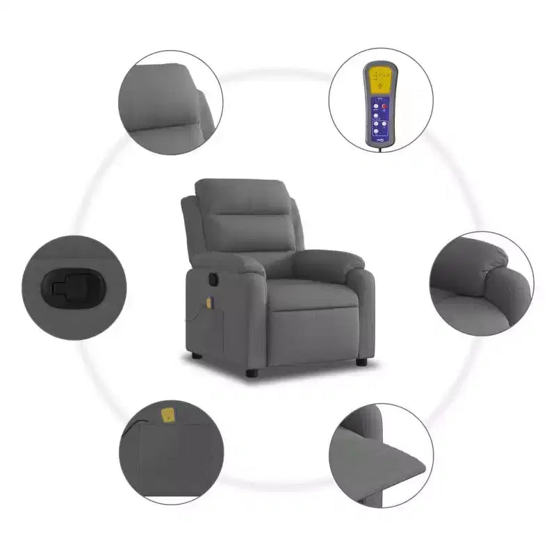 vidaXL Fauteuil de massage inclinable Tissu gris clair