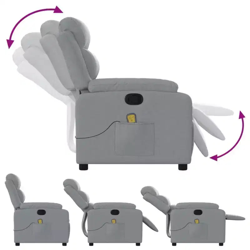 vidaXL Fauteuil de massage inclinable Tissu gris clair