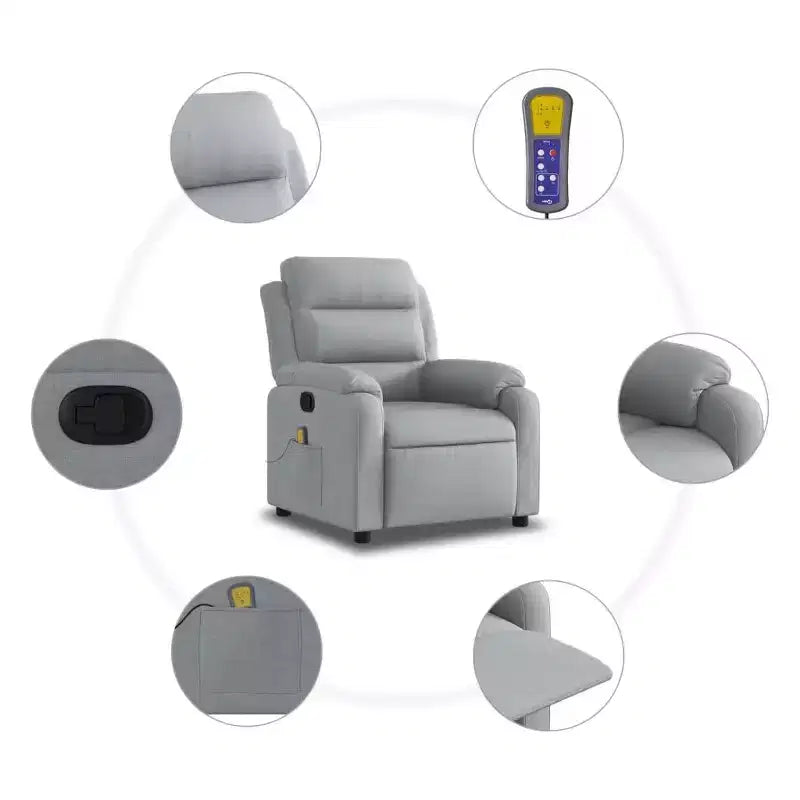 vidaXL Fauteuil de massage inclinable Tissu gris clair