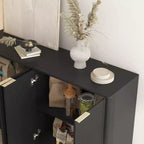 Buffet de rangement moderne Okak avec 4 portes et étagères réglables, buffet d'appoint décoratif pour salle à manger, cuisine
