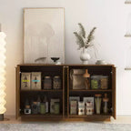 Buffet de rangement moderne Okak avec 4 portes et étagères réglables, buffet d'appoint décoratif pour salle à manger, cuisine
