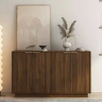 Buffet de rangement moderne Okak avec 4 portes et étagères réglables, buffet d'appoint décoratif pour salle à manger, cuisine