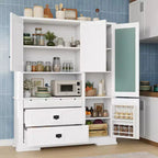 Grand garde-manger sur pied de 160 cm, meuble à micro-ondes avec tiroirs, étagères réglables pour cuisine ou salle à manger-Panipeachy