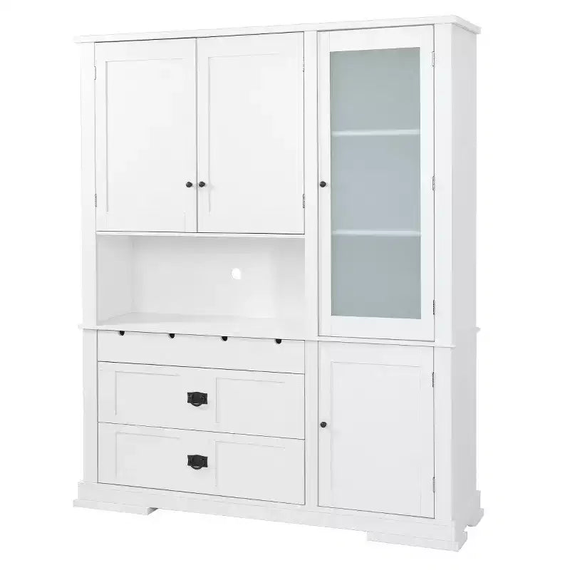 Grand garde-manger sur pied de 160 cm, meuble à micro-ondes avec tiroirs, étagères réglables pour cuisine ou salle à manger-Panipeachy