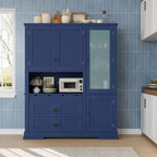 Grand garde-manger sur pied de 160 cm, meuble à micro-ondes avec tiroirs, étagères réglables pour cuisine ou salle à manger-Panipeachy