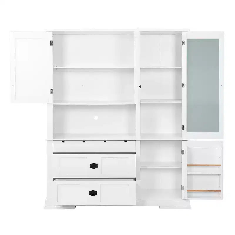 Grand garde-manger sur pied de 160 cm, meuble à micro-ondes avec tiroirs, étagères réglables pour cuisine ou salle à manger-Panipeachy