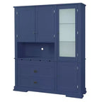 Grand garde-manger sur pied de 160 cm, meuble à micro-ondes avec tiroirs, étagères réglables pour cuisine ou salle à manger-Panipeachy