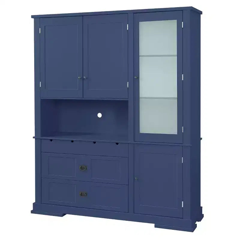Grand garde-manger sur pied de 160 cm, meuble à micro-ondes avec tiroirs, étagères réglables pour cuisine ou salle à manger-Panipeachy