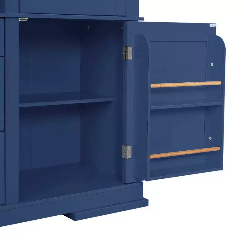 Grand garde-manger sur pied de 160 cm, meuble à micro-ondes avec tiroirs, étagères réglables pour cuisine ou salle à manger-Panipeachy