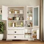 Grand garde-manger sur pied de 160 cm, meuble à micro-ondes avec tiroirs, étagères réglables pour cuisine ou salle à manger-Panipeachy