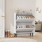 Meuble à chaussures autoportant de 120 cm avec 4 portes basculantes, étagère réglable, organisateur de rangement en bois caché pour entrée, couloir