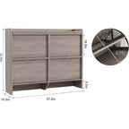 Meuble à chaussures autoportant de 120 cm avec 4 portes basculantes, étagère réglable, organisateur de rangement en bois caché pour entrée, couloir