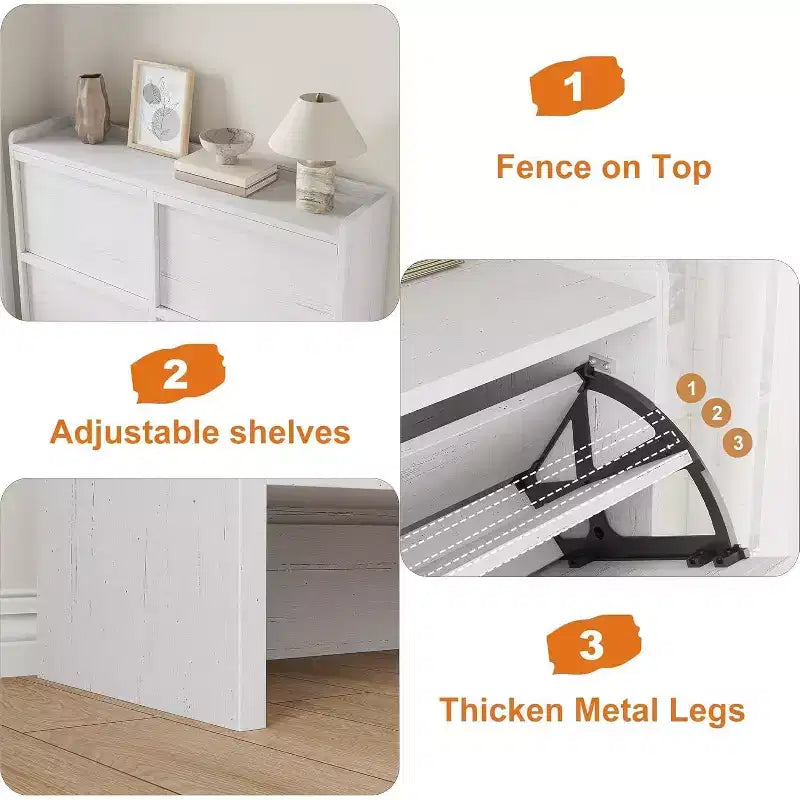 Meuble à chaussures autoportant de 120 cm avec 4 portes basculantes, étagère réglable, organisateur de rangement en bois caché pour entrée, couloir