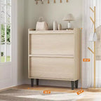Meuble à chaussures autoportant de 120 cm avec 4 portes basculantes, étagère réglable, organisateur de rangement en bois caché pour entrée, couloir