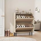Meuble à chaussures autoportant de 120 cm avec 4 portes basculantes, étagère réglable, organisateur de rangement en bois caché pour entrée, couloir