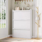 Meuble à chaussures autoportant de 120 cm avec 4 portes basculantes, étagère réglable, organisateur de rangement en bois caché pour entrée, couloir