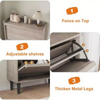 Meuble à chaussures autoportant de 120 cm avec 4 portes basculantes, étagère réglable, organisateur de rangement en bois caché pour entrée, couloir