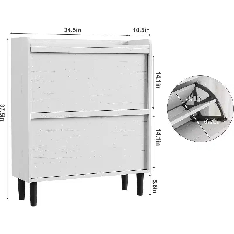 Meuble à chaussures autoportant de 120 cm avec 4 portes basculantes, étagère réglable, organisateur de rangement en bois caché pour entrée, couloir