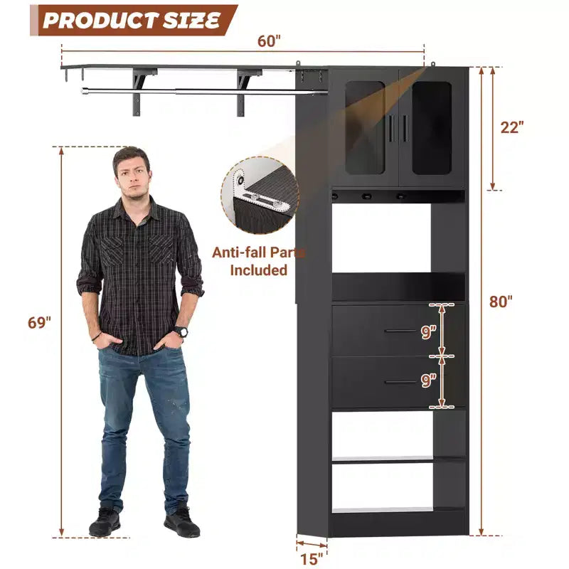 Système de rangement Besiost 20-60 avec porte d'armoire Visualize et tiroirs en bois