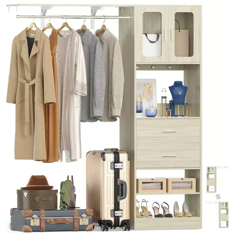 Système de rangement Besiost 20-60 avec porte d'armoire Visualize et tiroirs en bois